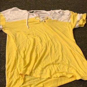 Yellow cross tie tee